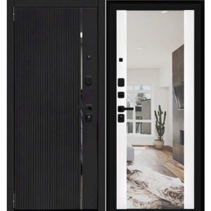 Дверь входная Porta R-3 99/П05 Moon Stone/Shellac White, с зеркалом, 2 замка