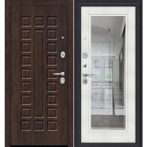 Дверь входная Porta S-3P 51/П61 Almon 28/Bianco Veralinga/Reflex, с зеркалом, 2 замка